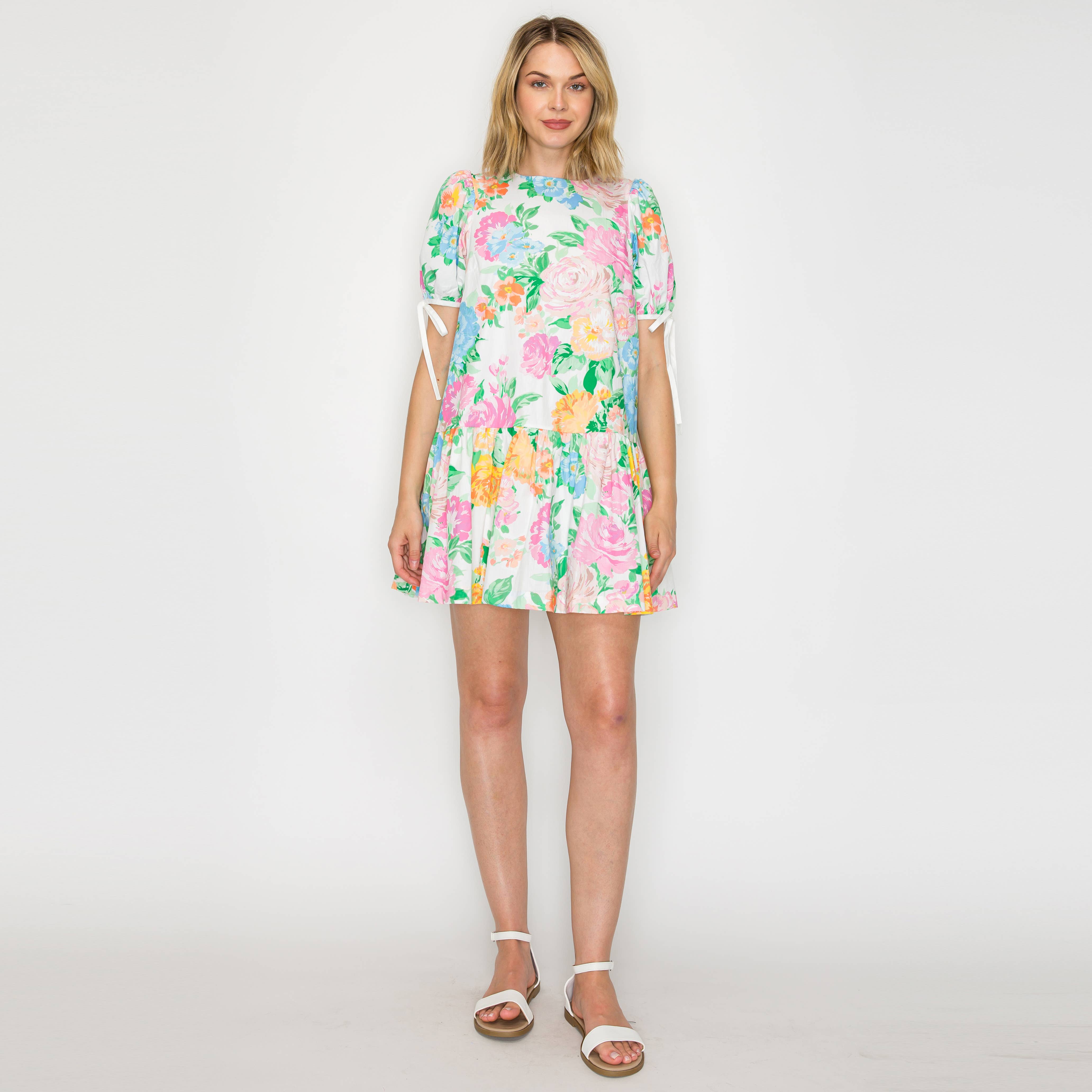 Garden Flower Print Mini Dress