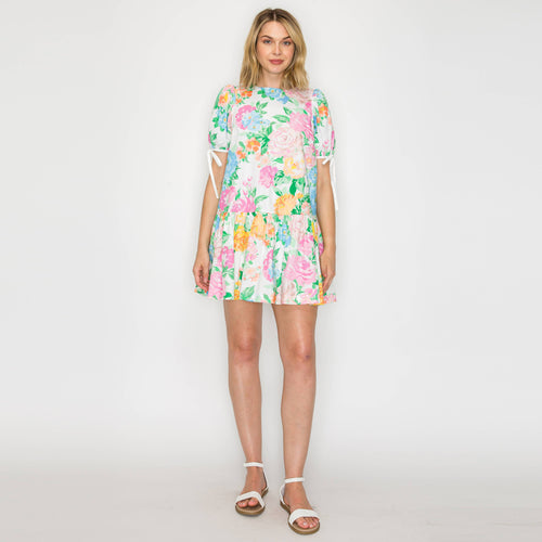 Garden Flower Print Mini Dress