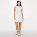 Sky blue & White Stripe French Boucle Shift Mini