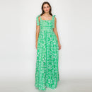 Green & White Bandana Print Maxi Dress