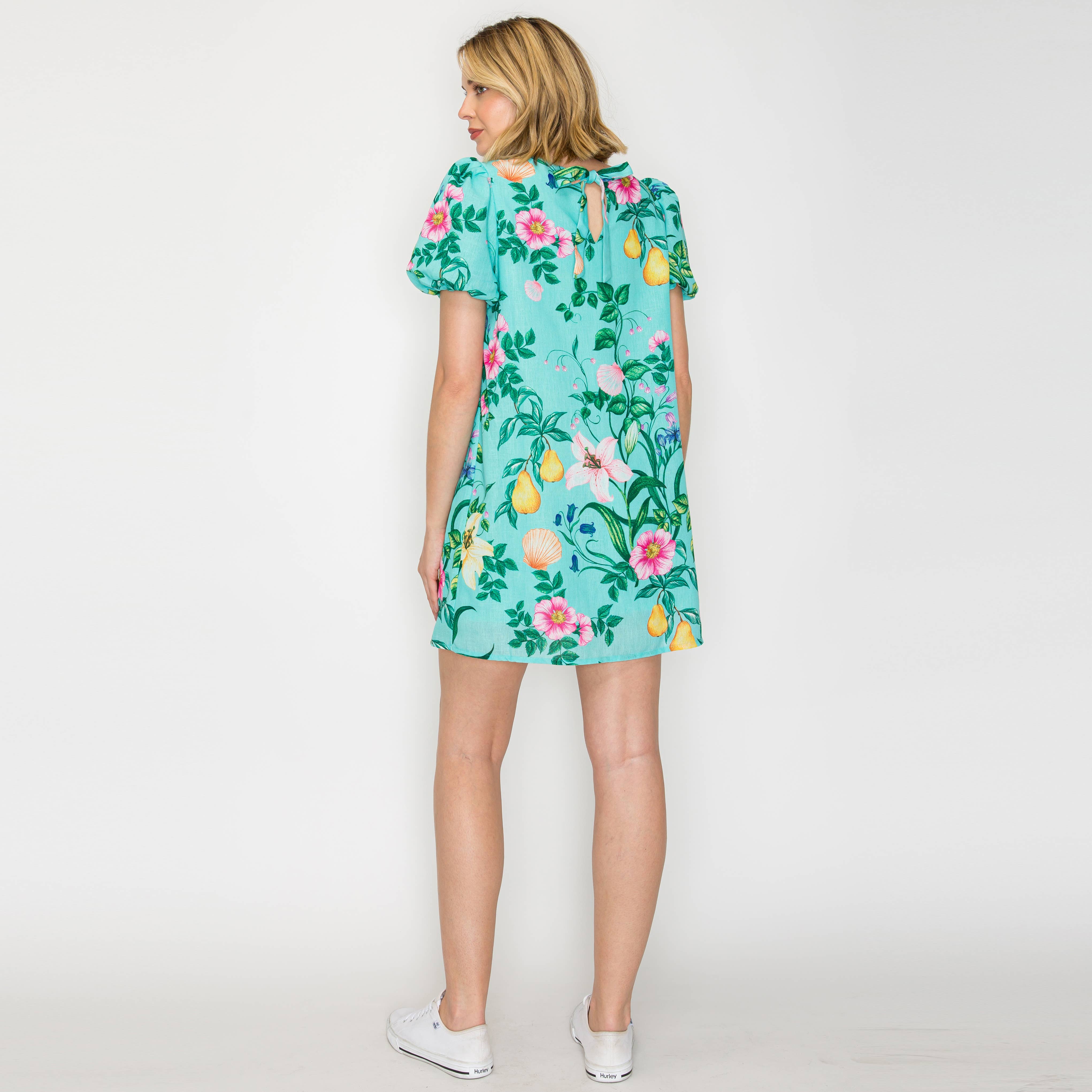 Summer Flower with Shell Shift Mini Dress