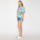 Summer Romantic Garden with Shell Blue Blouse