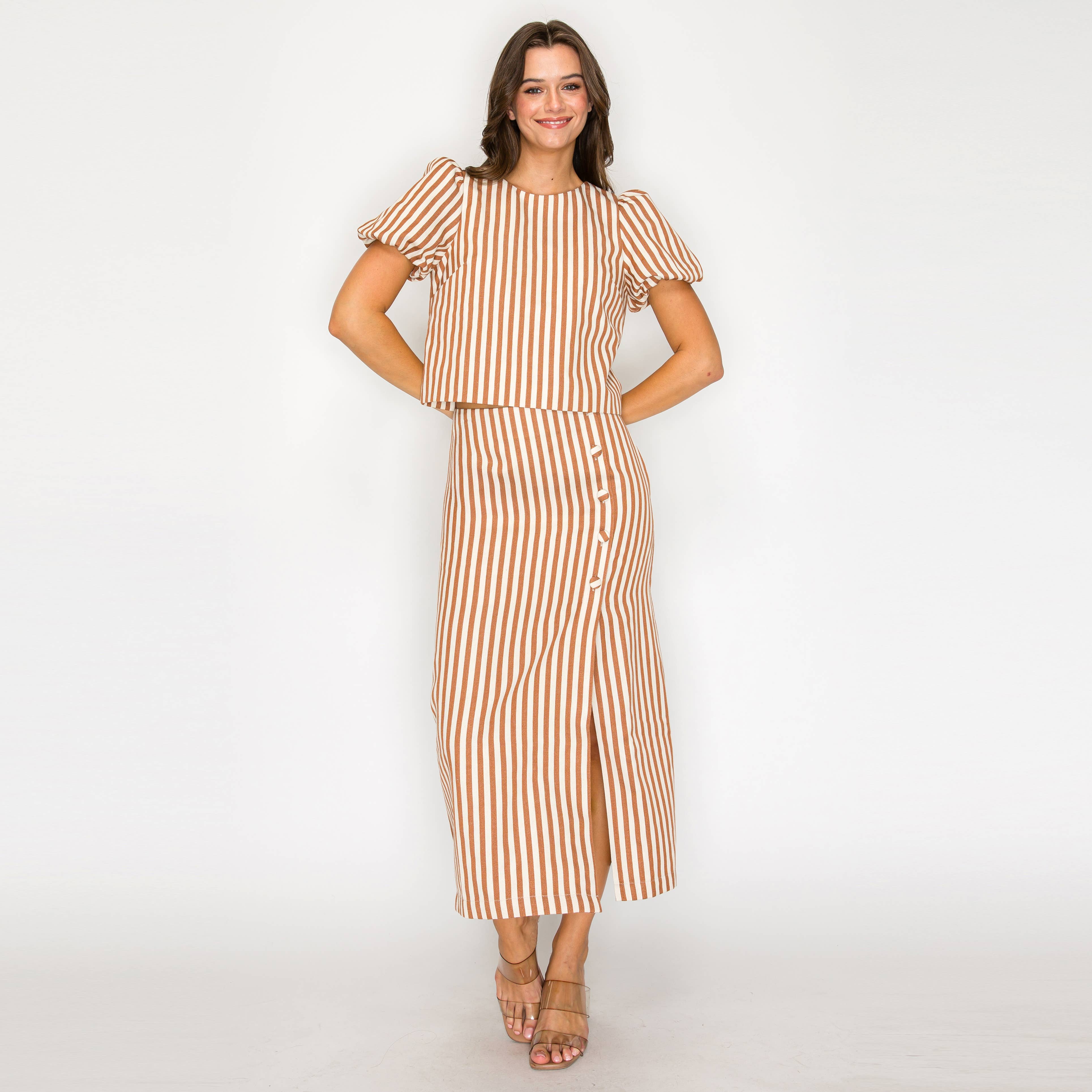 Modern Stripe Puff Top