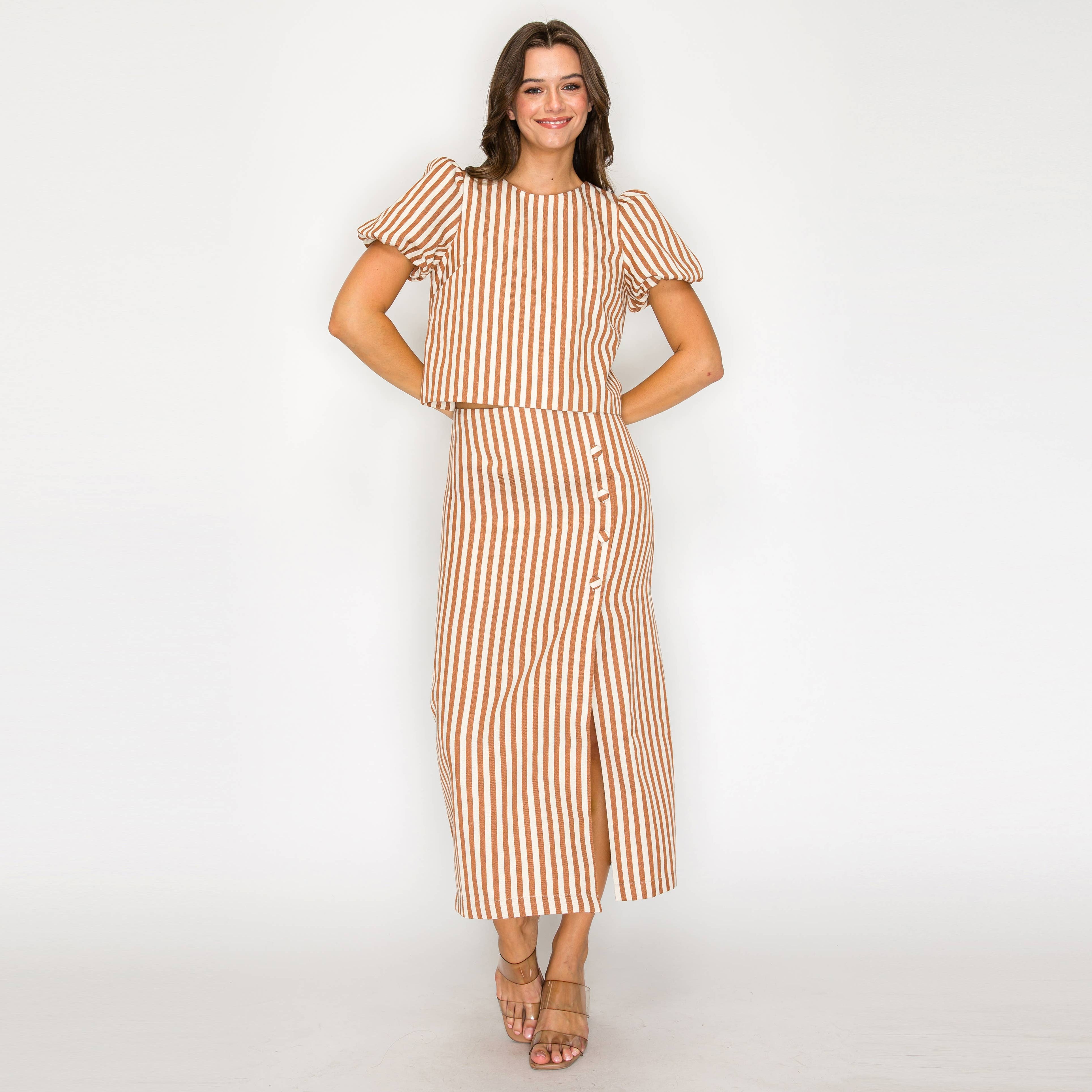 Modern Stripe Midi Skirt