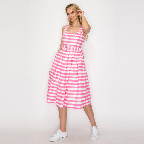 Pretty in Pink Stripe Classic Midi Dress