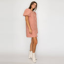 Classic Boucle Mini Shift Dress in Salmon Pink