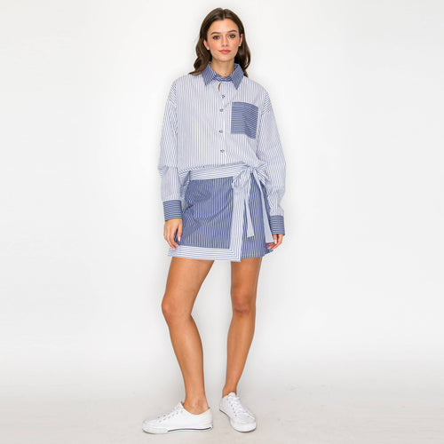 Blue Breeze Mixed-Stripe Shirt