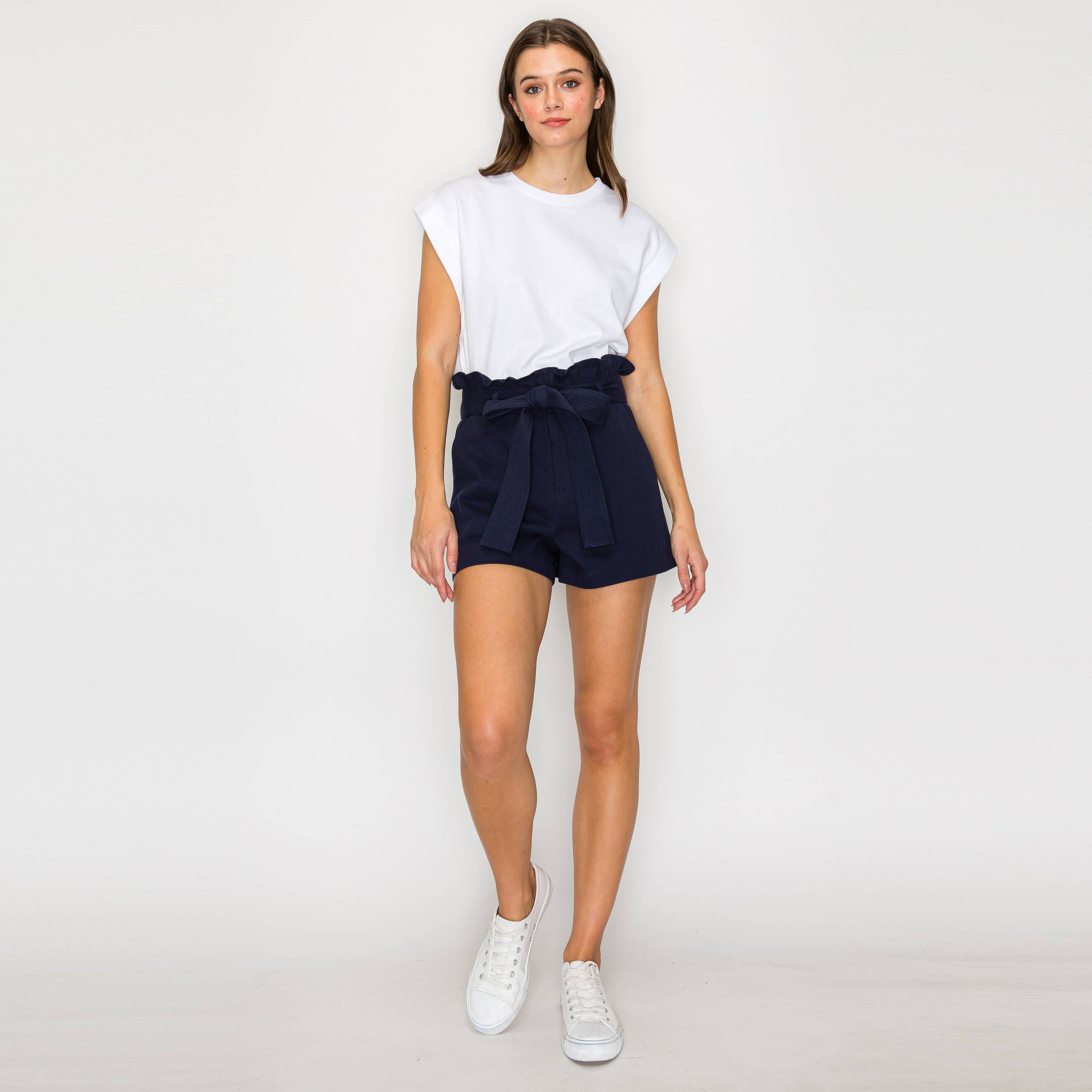 Shopper Bag Shorts with Sash Belt