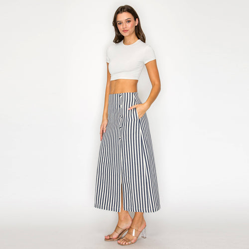 Harbor Stripe Midi Skirt