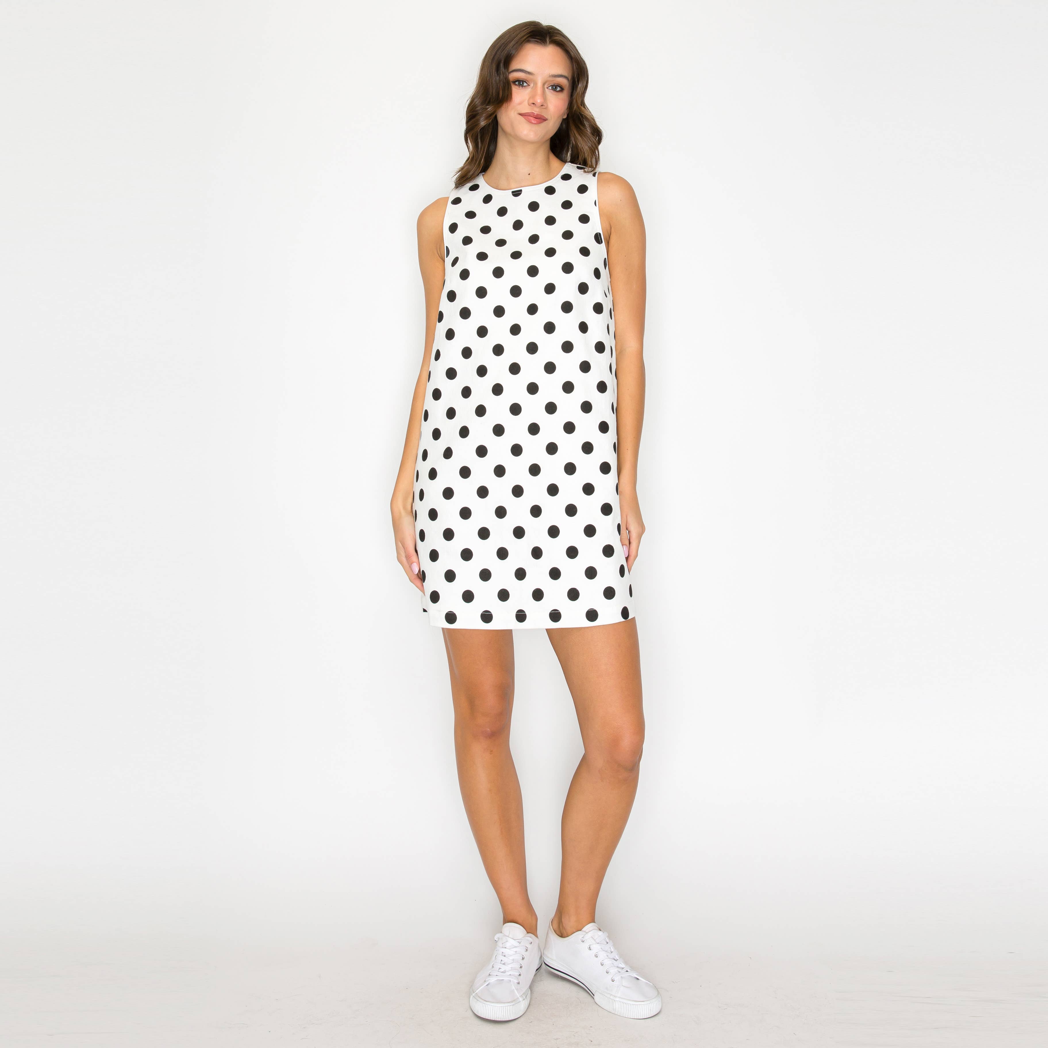 I LOVE POLKA DOTS White Mini Dress