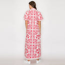 Red Bandana Print Shirts Maxi Dress
