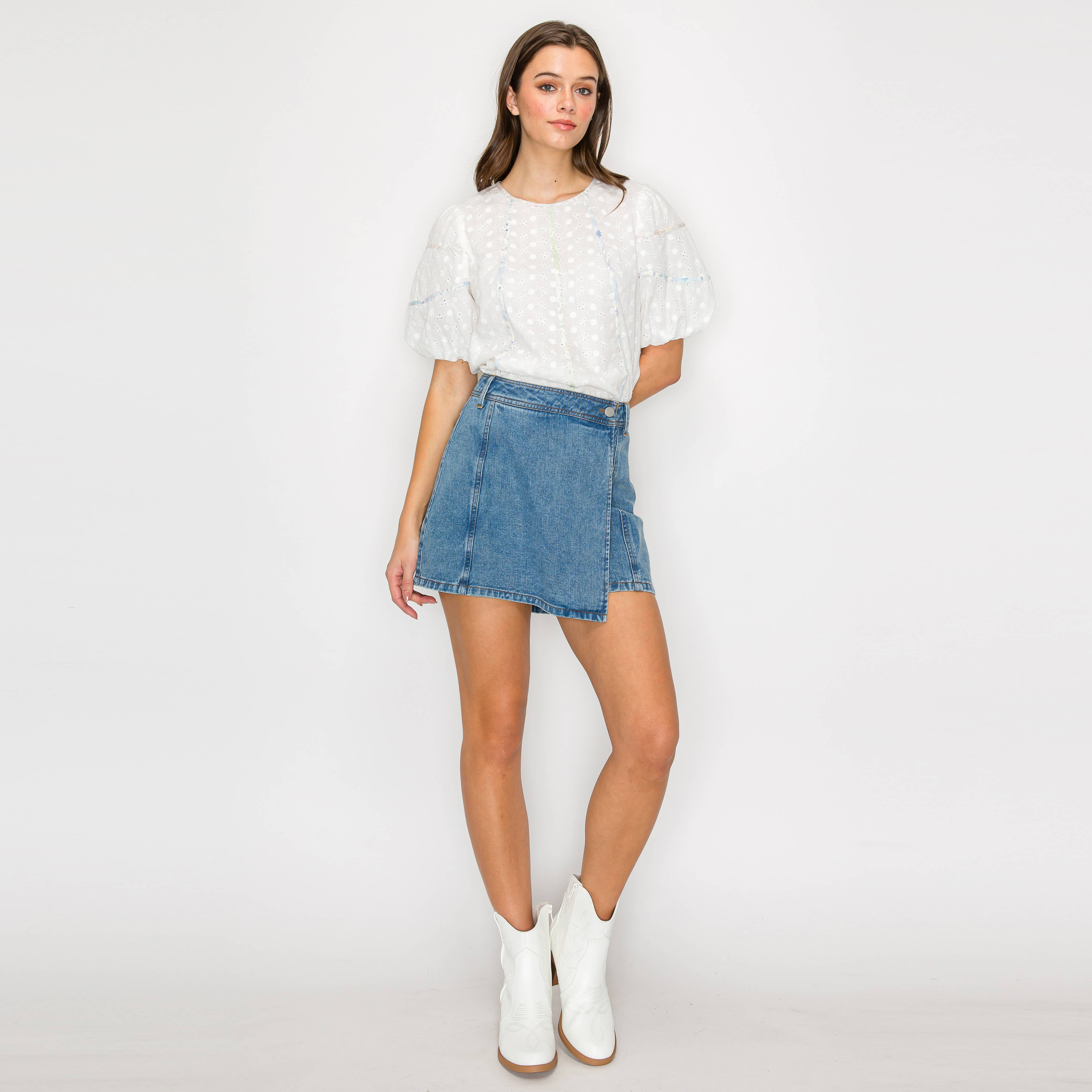 White Daisy Cotton Eyelet Top