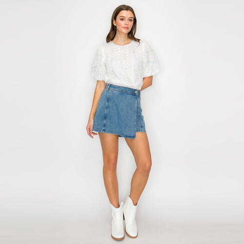 White Daisy Cotton Eyelet Top