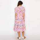 Double Bow Tie Midi Dress with Wild Flower Print