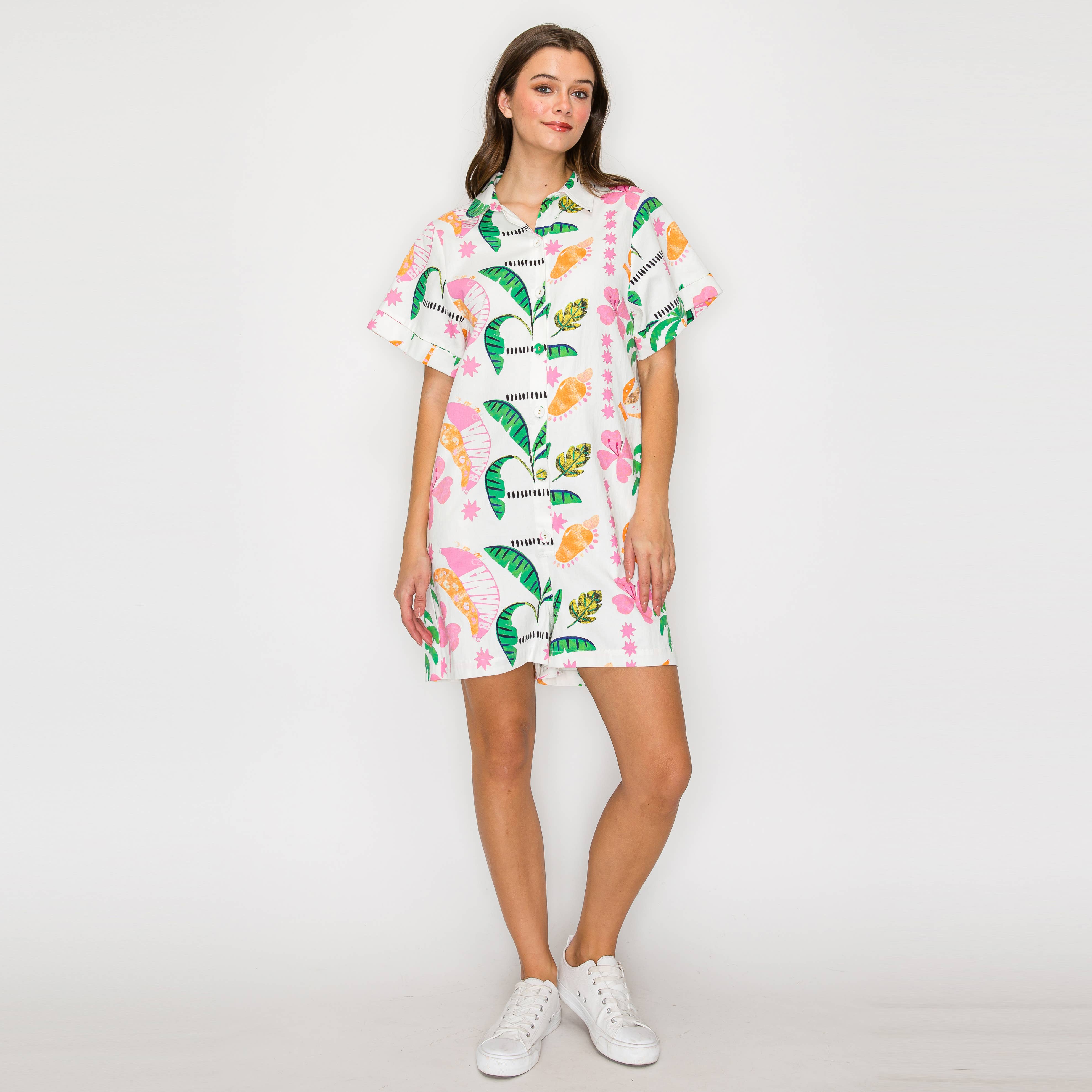Pink Summer Tropical Romper