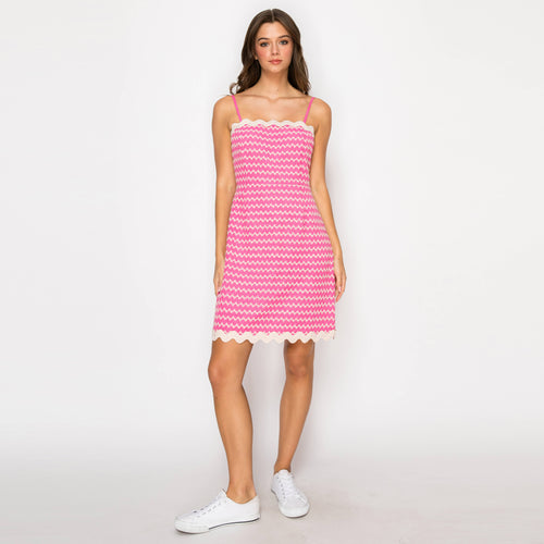Pink Geo Embroidery Mini Cami Dress