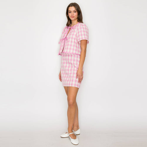 Pink Gingham Plaid Mini Skirt