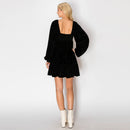 Black velvet mini dress