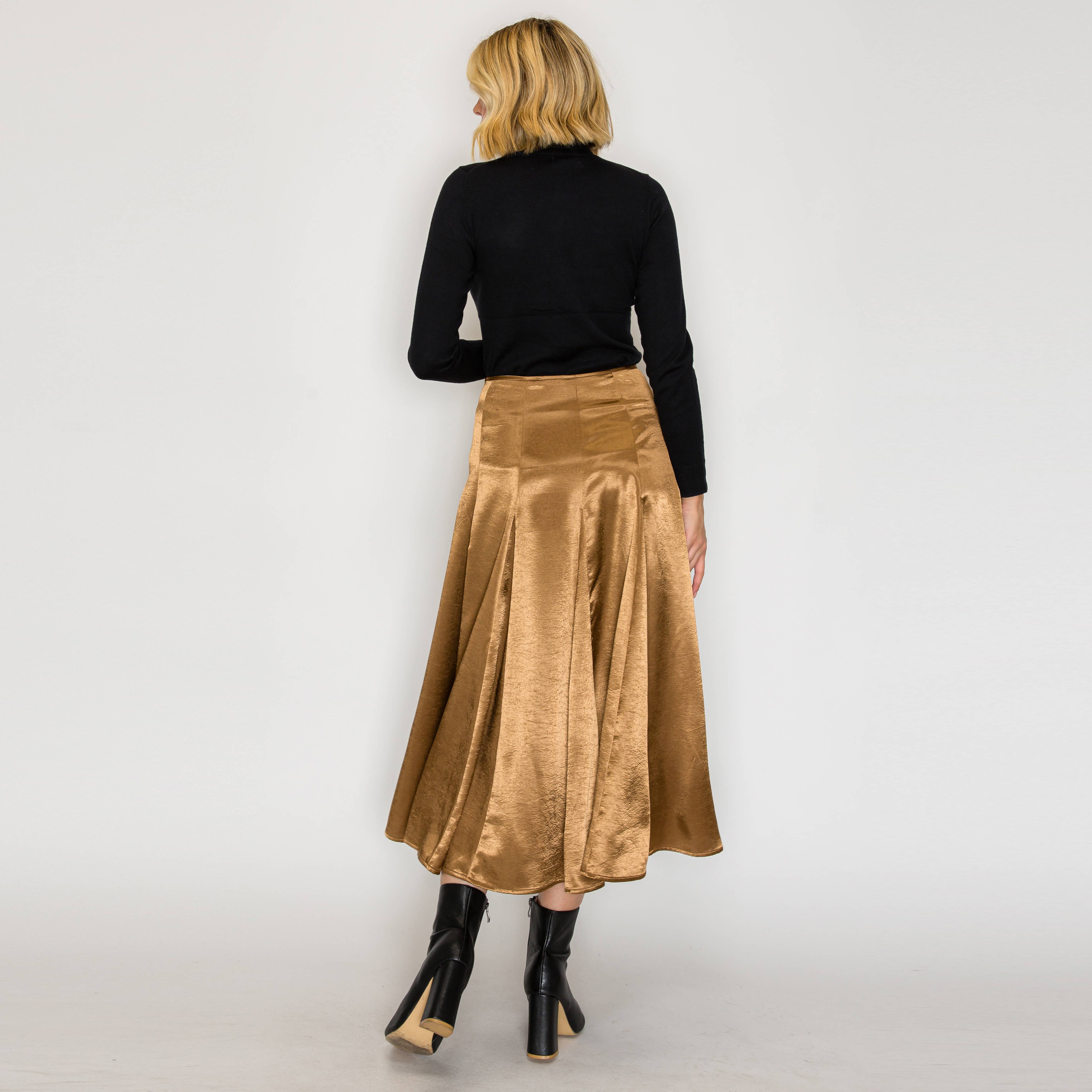 ESSENTIAL Satin Skirt for Every Girl - SEPHIA
