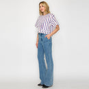 Ruffle Ruffle Stripe Top - Blue & Red stripe
