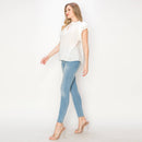 Cotton JQD eyelet blouse with lace trim detail