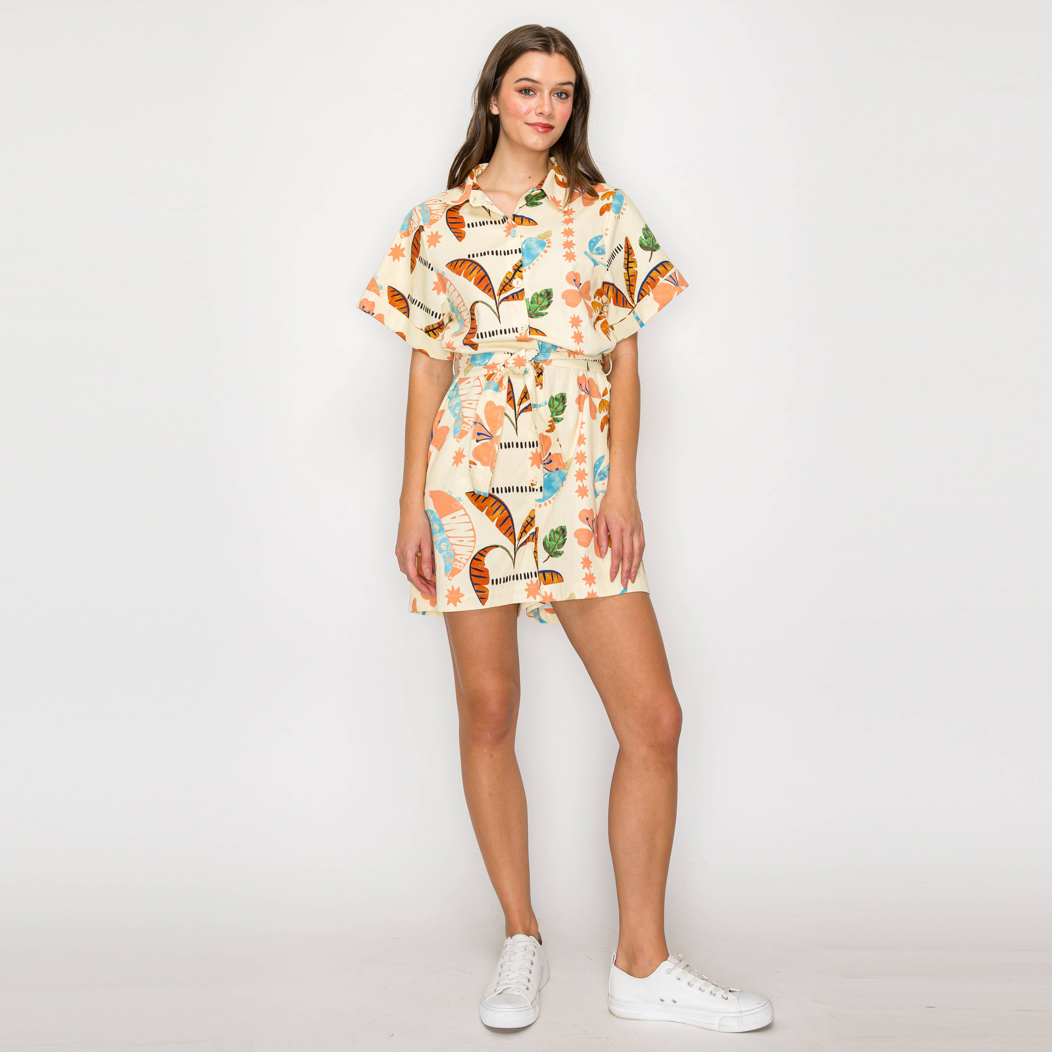Brown Summer Tropical Romper