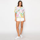 Garden Flower Print Cotton Top With Collar
