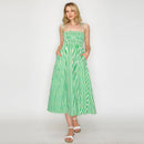 Summer Green Stripe Midi Dress