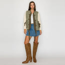 Olive Charm Quilted Bow-Tie Jacket