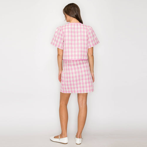 Pink Gingham Plaid Mini Skirt