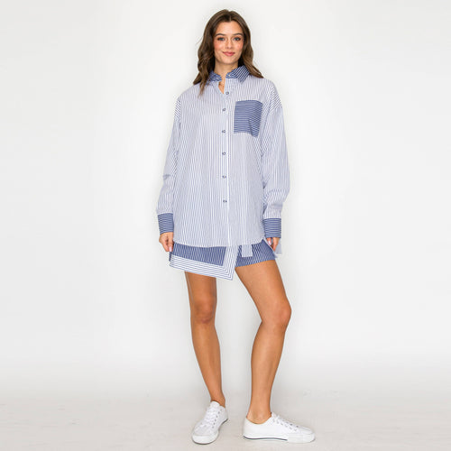 Blue Breeze Mixed-Stripe Shirt
