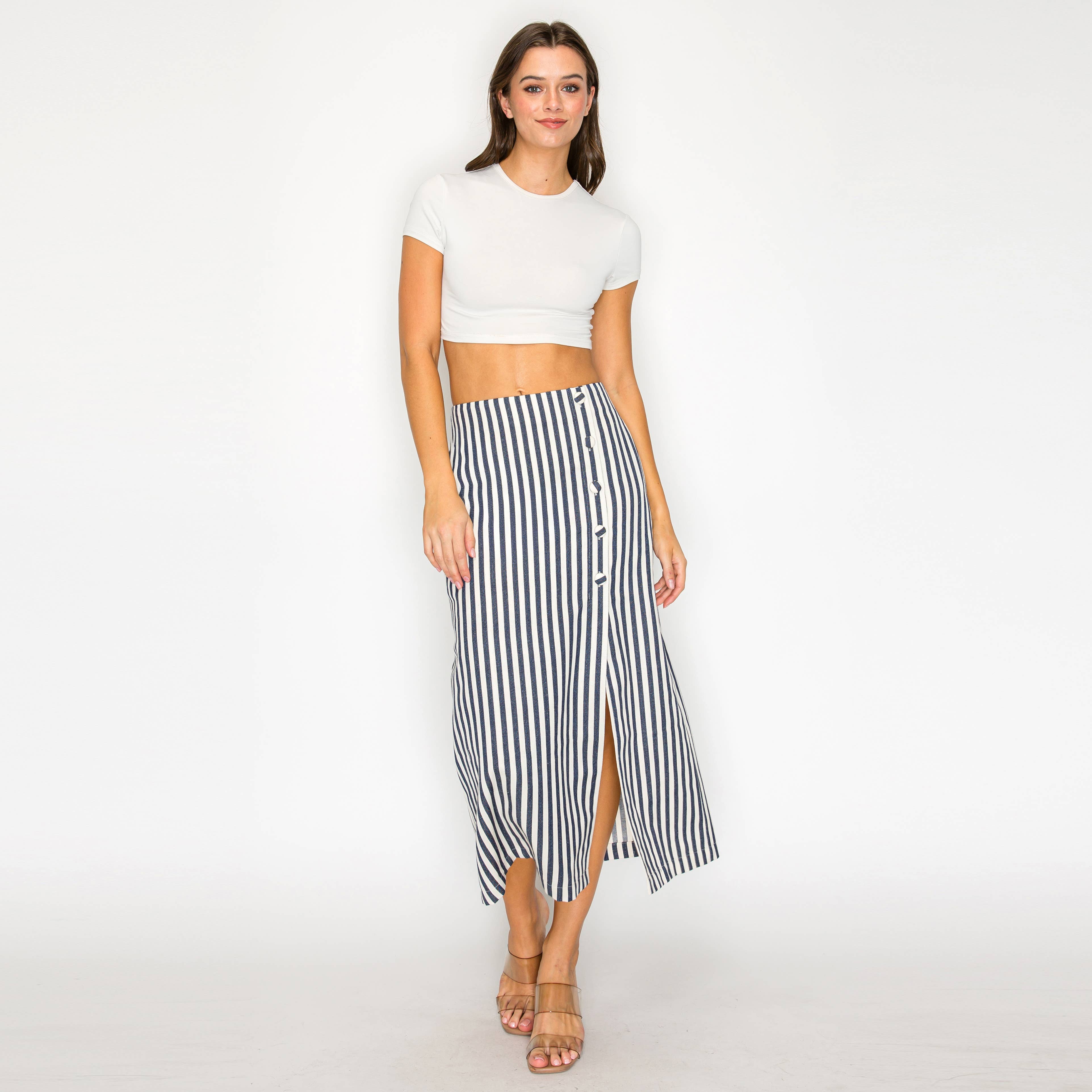 Harbor Stripe Midi Skirt
