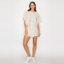 Ruffle Ruffle Stripe Skort - Tan & White Stripe