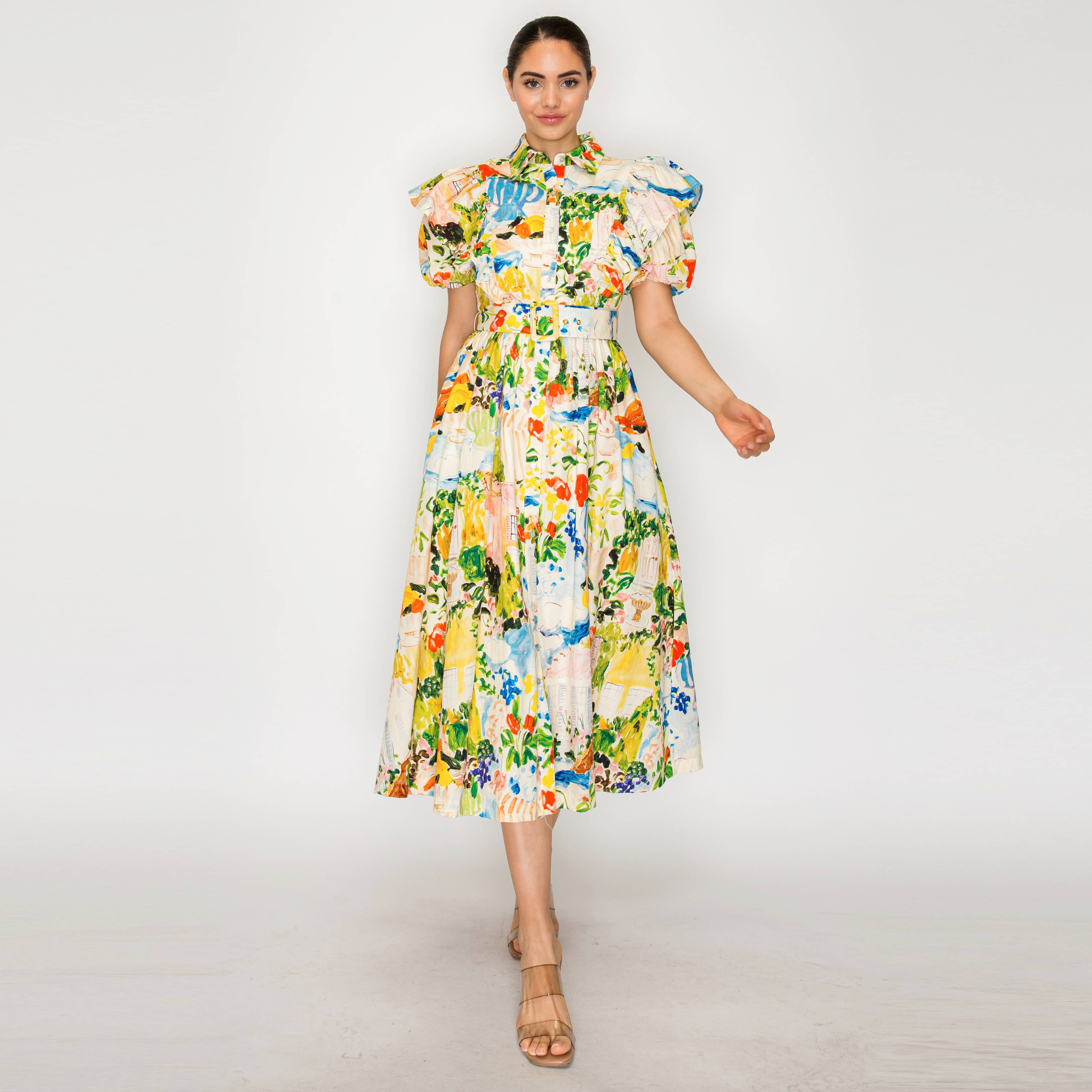 AURORA FLORA Shirts Midi Dress