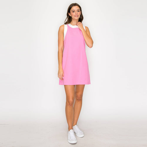 Taffy Pink & White Retro Mod Look Mini dress - LWD2903 
