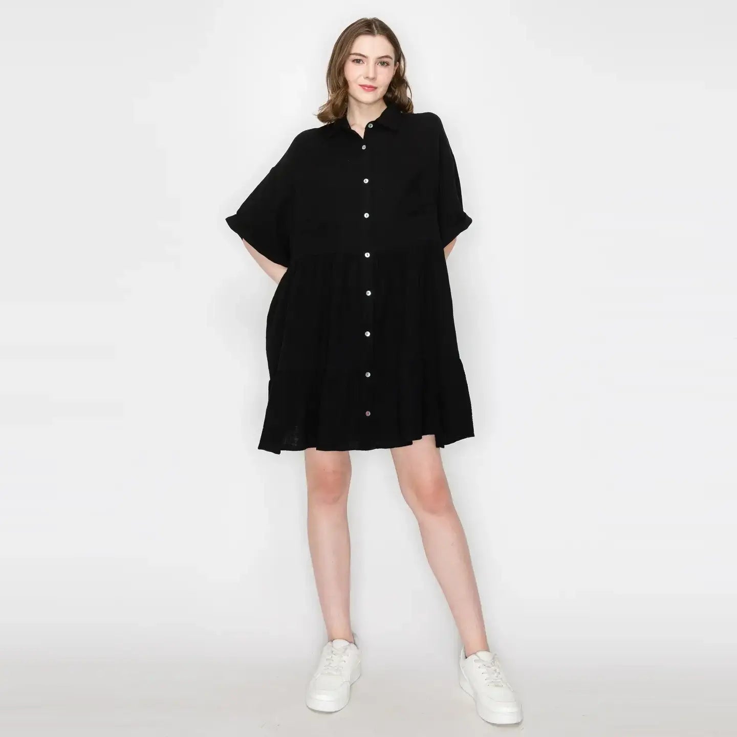 Cotton Gauze oversized shirts mini dress