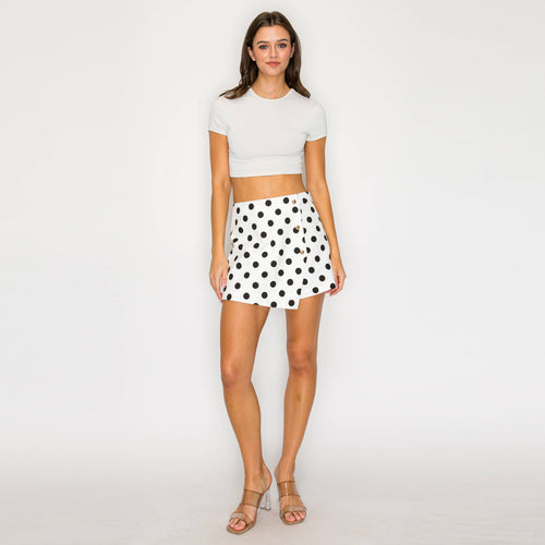 I LOVE POLKA DOTS White Skort