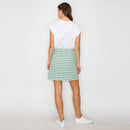 Green & White Stripe Summer French Boucle Mini Skirt-LWK1195
