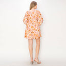 Print linen boho mini dress