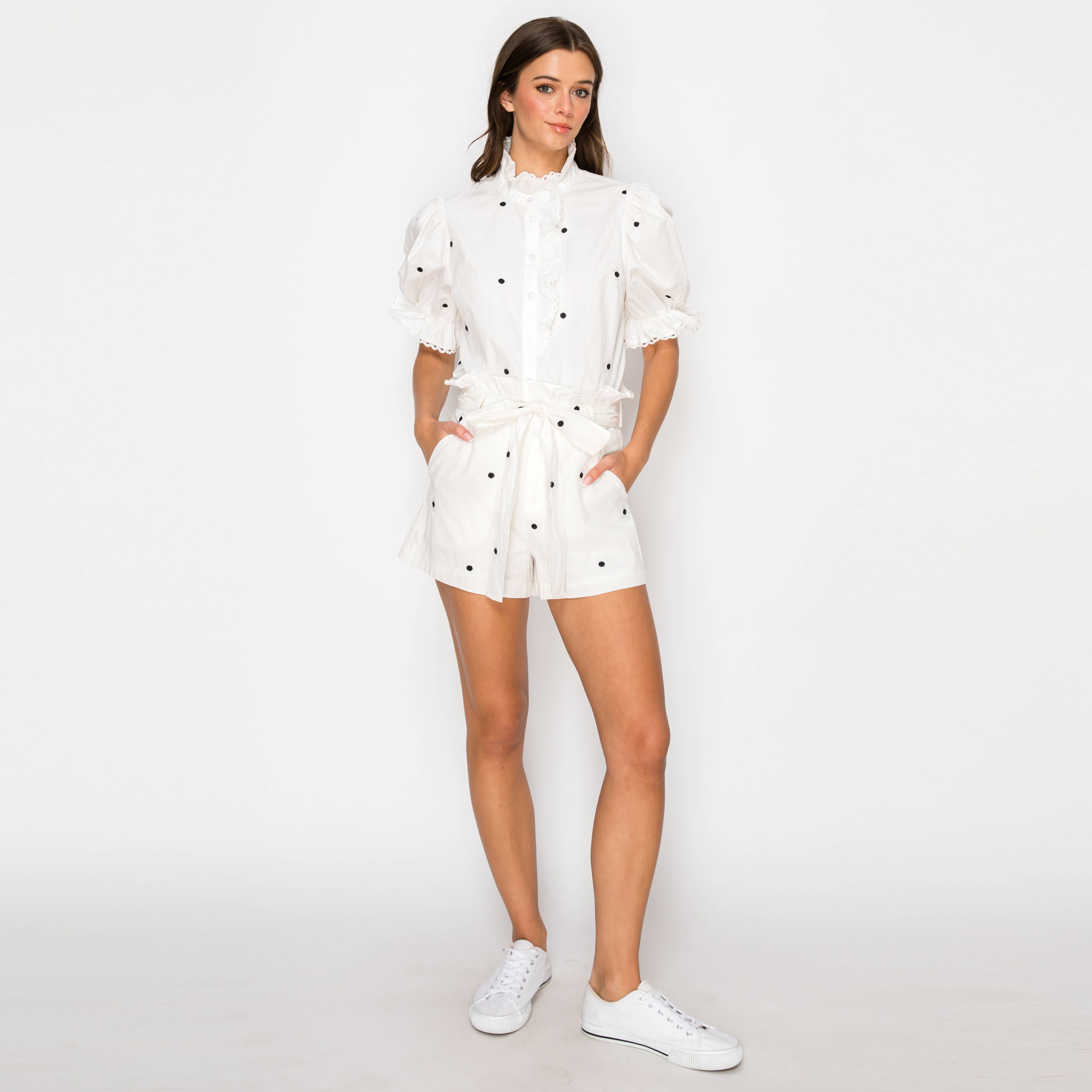 Dandelion Embroidery Shorts