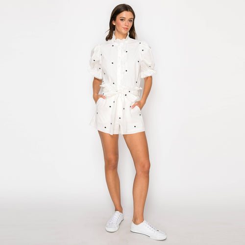 Dandelion Embroidery Shirts with Ruffle Detail