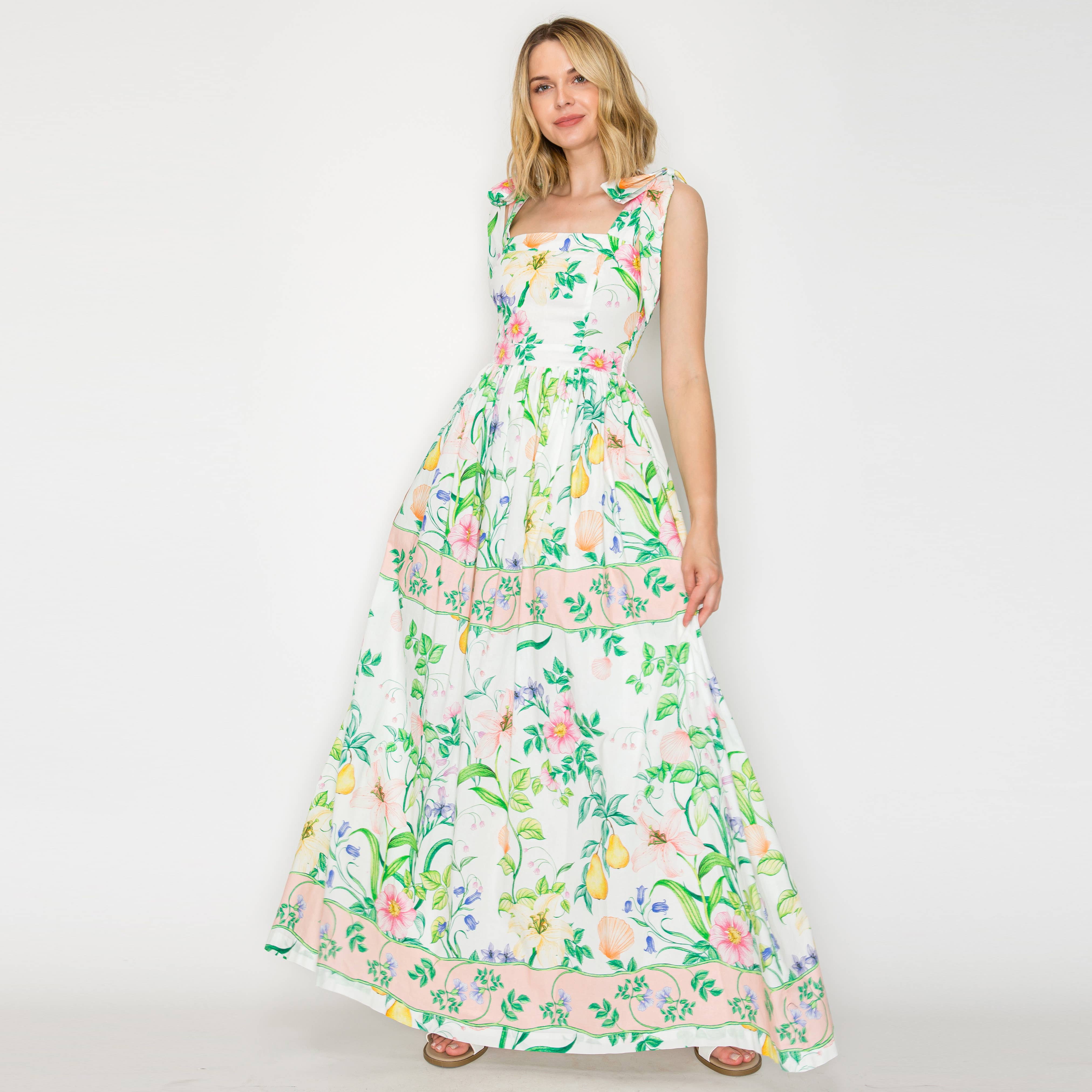 Summer Romantic Garden with Shell Maxi Dress