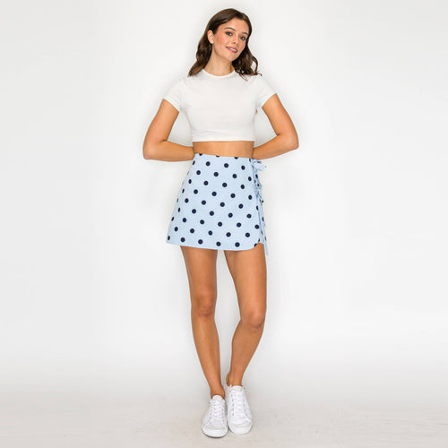 Sky Dot Side-Tie Skort