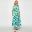 Summer Flower with Shell Halter Maxi Dress