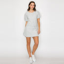 Soft Blue Stripe w/ Embroidery Mini Skirt w/ Ruffle- LWK1190