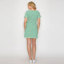 Green Striped Knit Mini Dress with Front Tie