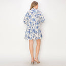 Print linen long sleeves shirts dress