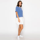 Cool Blue & White Stripe Mini Dress Bubble Skirt