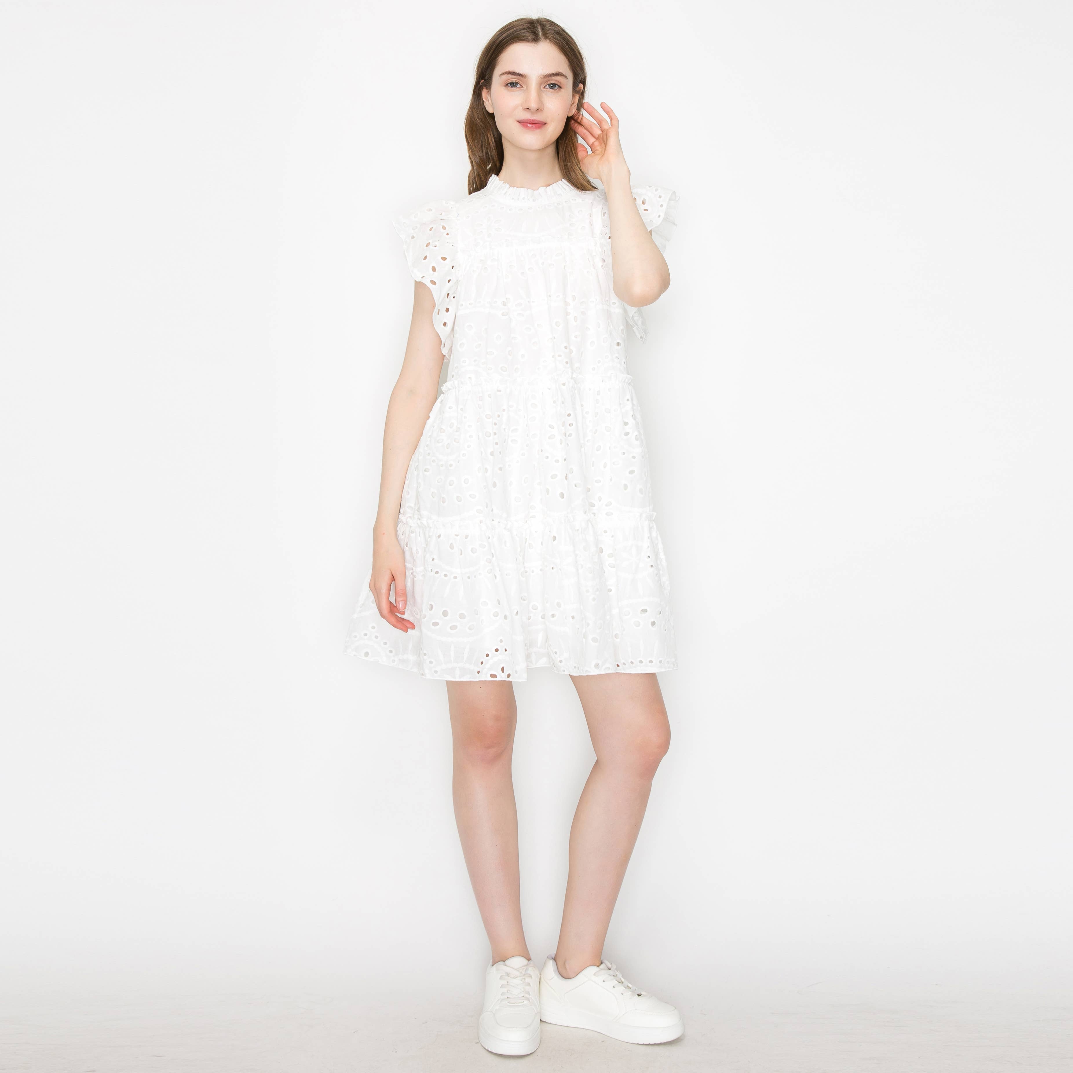 Cotton eyelet mini dress