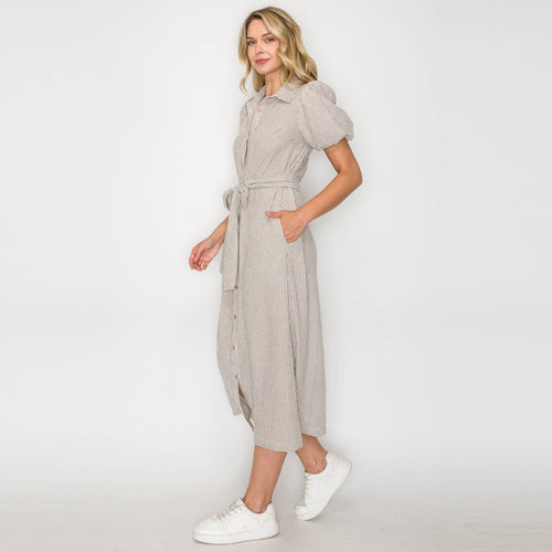 Tortilla Stripe Midi Shirt Dress